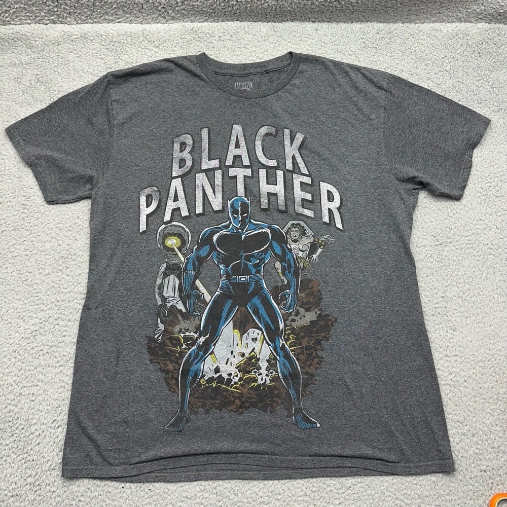 Marvel‎ Black Panther Size XL Blue Comic UFO Gray Graphic Short Sleeve T-Shirt